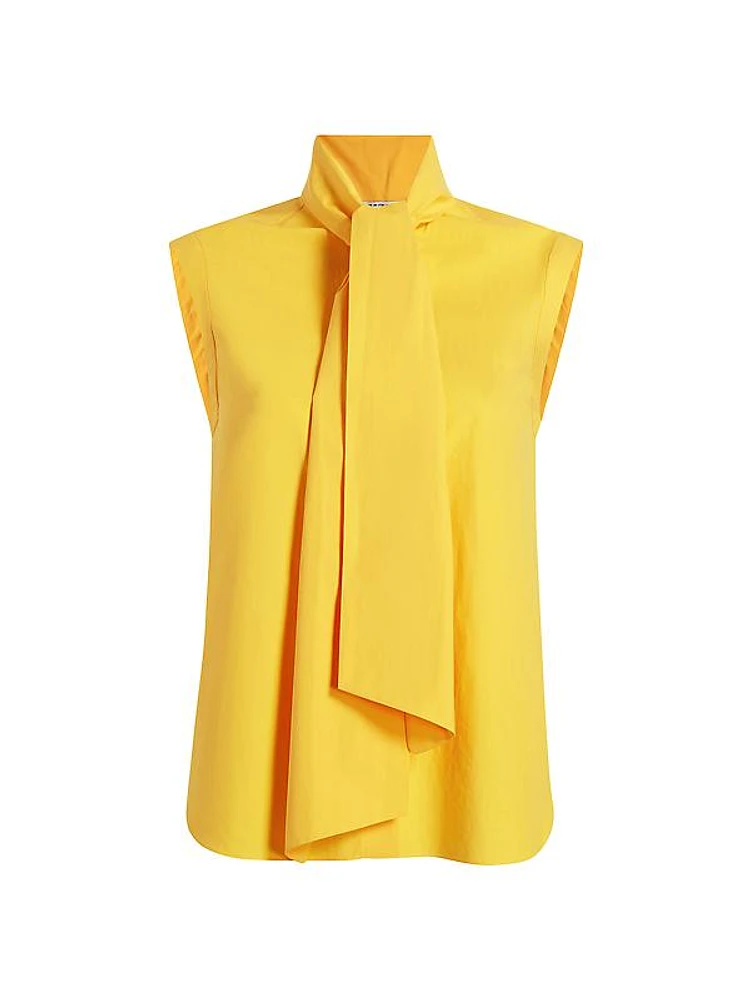 Sleeveless Tie-Neck Blouse