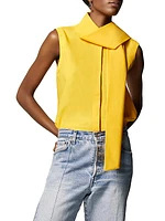 Sleeveless Tie-Neck Blouse