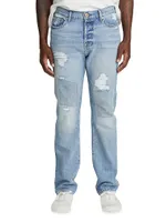 Distressed Straight-Leg Jeans