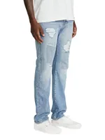 Distressed Straight-Leg Jeans