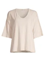 Slub Jersey V-Neck Boxy T-Shirt