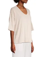 Slub Jersey V-Neck Boxy T-Shirt