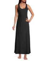 Washed Satin Long Tank Dress