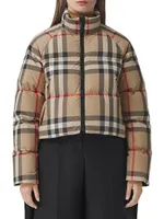 Cropped Check Puffer Jacket