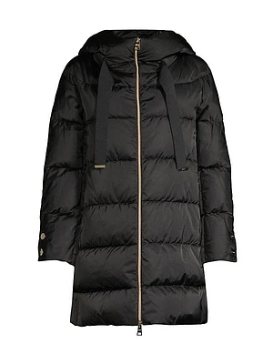 Hooded Sateen Down Jacket