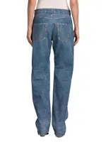 Denim-Coated Leather Pants