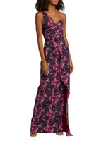 Junchen Floral One-Shoulder Gown