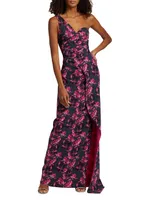 Junchen Floral One-Shoulder Gown