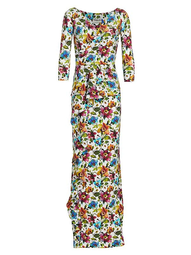 EXCLUSIVE Long-Sleeve Floral Gown