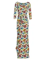 EXCLUSIVE Long-Sleeve Floral Gown