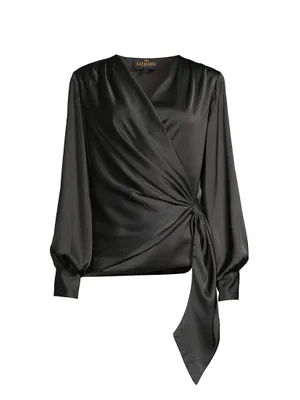 Ines Satin Wrap Blouse