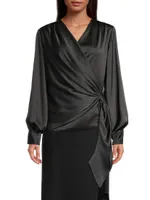 Ines Satin Wrap Blouse