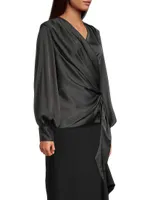 Ines Satin Wrap Blouse