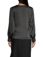 Ines Satin Wrap Blouse