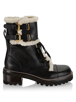 Mallory Shearling-Lined Leather Combat Boots