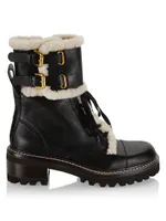 Mallory Shearling-Lined Leather Combat Boots