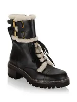 Mallory Shearling-Lined Leather Combat Boots