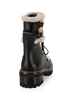 Mallory Shearling-Lined Leather Combat Boots