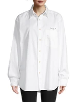 Oversized Bride Embroidered Button-Up Shirt