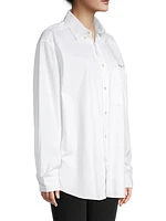 Oversized Bride Embroidered Button-Up Shirt