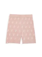 Little Girl's & Barefoot Dreams x Barbie Limited Edition Logo-Knit Biker Shorts