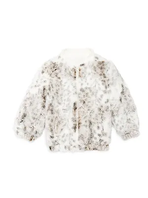 Little Girl's Faux Fur Reversible Bomber Jacket