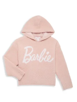 Little Girl's & Barefoot Dreams x Barbie Limited Edition Logo Hoodie