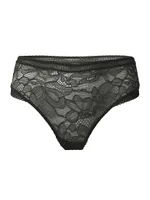 High-Rise Floral Lace Thong