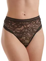 High-Rise Floral Lace Thong