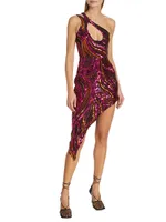 Sequined One-Shoulder Minidress