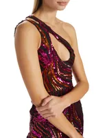 Sequined One-Shoulder Minidress