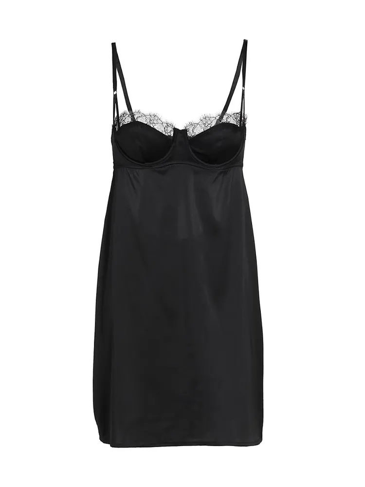 Lace-Trim Stretch-Silk Nightie