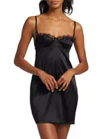 Lace-Trim Stretch-Silk Nightie