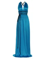 The Blue's Silk V-Neck Gown