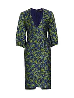 The Blue's Jacquard Puff-Sleeve Dress