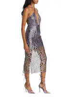 Halter Metallic Lace Dress