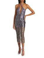 Halter Metallic Lace Dress