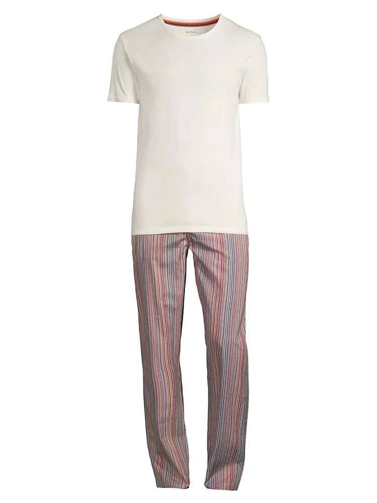 2-Piece T-Shirt & Striped Pants Pajama Set