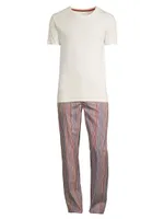 2-Piece T-Shirt & Striped Pants Pajama Set