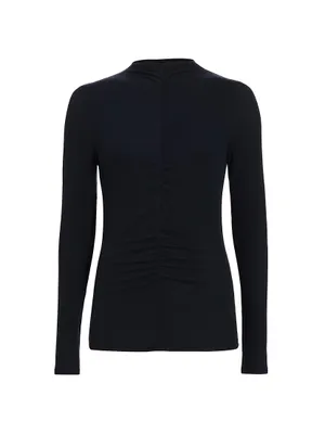 Theresa Ruched Jersey Turtleneck Sweater