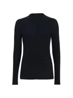 Theresa Ruched Jersey Turtleneck Sweater