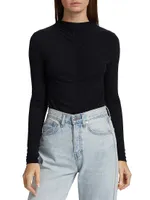 Theresa Ruched Jersey Turtleneck Sweater