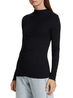 Theresa Ruched Jersey Turtleneck Sweater