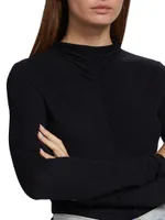 Theresa Ruched Jersey Turtleneck Sweater