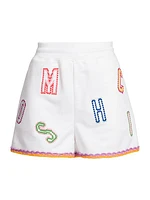 Logo Embroidered Knit Shorts