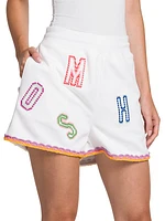 Logo Embroidered Knit Shorts