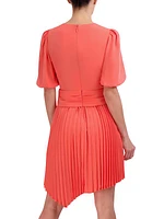 Asymmetric Pleated Cocktail Dress