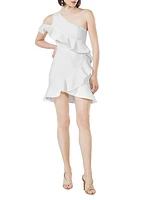 One-Shoulder Ruffled Tulip Minidress