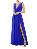 Ieena Satin V-Neck Gown