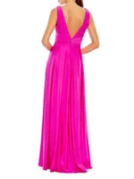 Ieena Satin V-Neck Gown